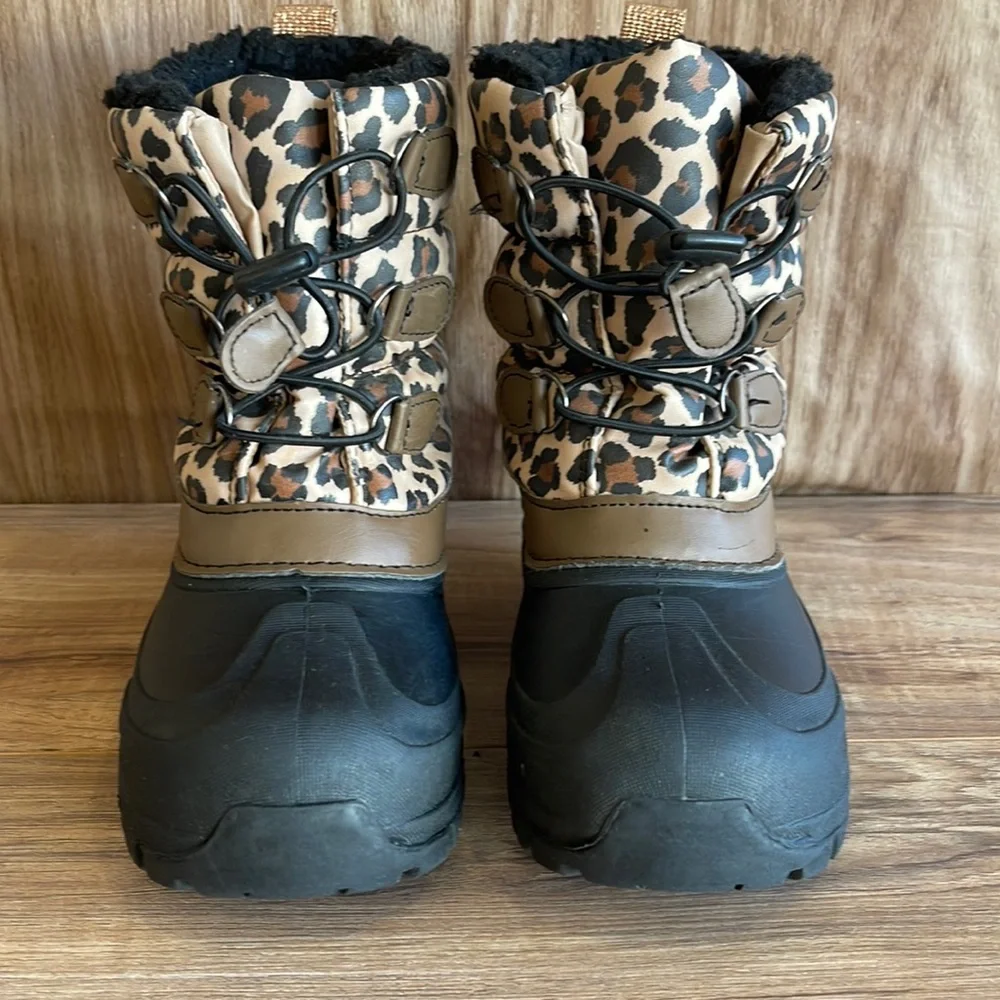 Member's Mark Youth Water Resistant SnowBoot Warm Lining Cheetah Leopard Size 2